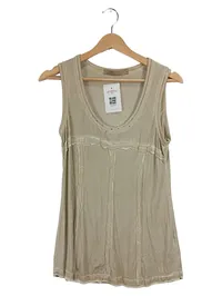 Bottega Damen Top Shirt Gr. L Beige Ärmellos Baumwolle Casual 1