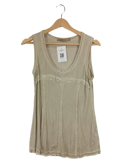 Bottega Damen Top Shirt Gr. L Beige Ärmellos Baumwolle Casual