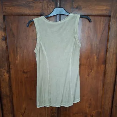 Bottega Damen Top Shirt Gr. L Beige Ärmellos Baumwolle Casual
