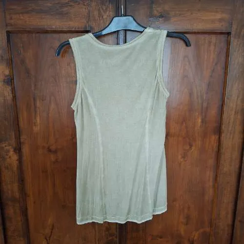 Bottega Damen Top Shirt Gr. L Beige Ärmellos Baumwolle Casual 2