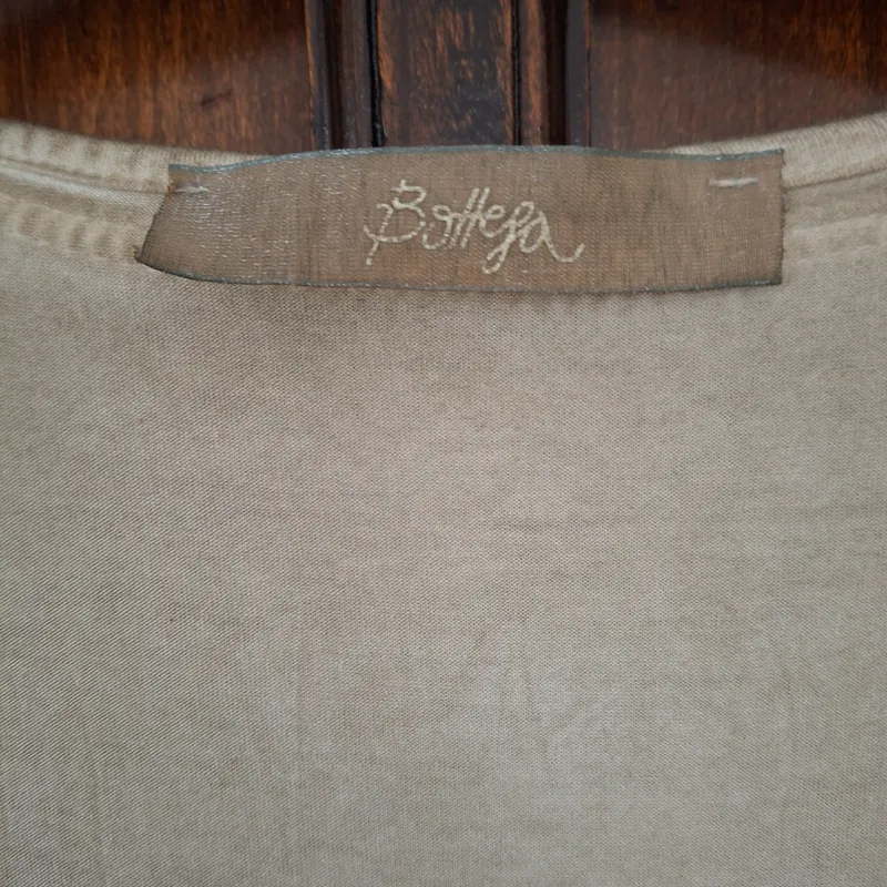 Bottega Damen Top Shirt Gr. L Beige Ärmellos Baumwolle Casual 3