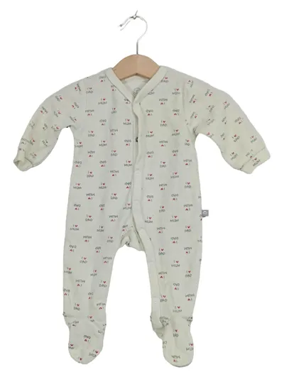 LIEGELIND Baby Strampler Einteiler Gr. 56 Weiß I Love Mum Dad