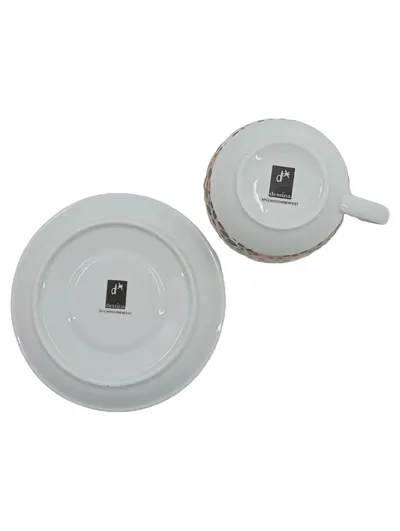 Dessina Kaffeetasse mit Untertasse Porzellan Gepunktet Modern 250ml Set