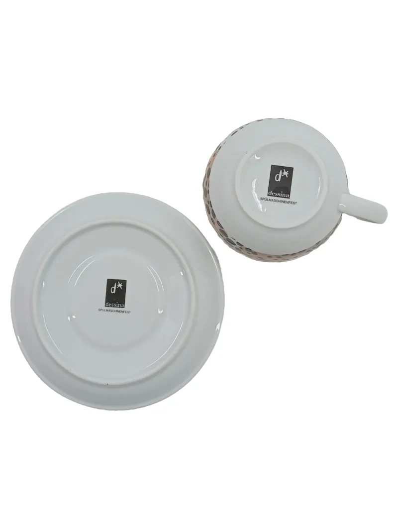 Dessina Kaffeetasse mit Untertasse Porzellan Gepunktet Modern 250ml Set 2