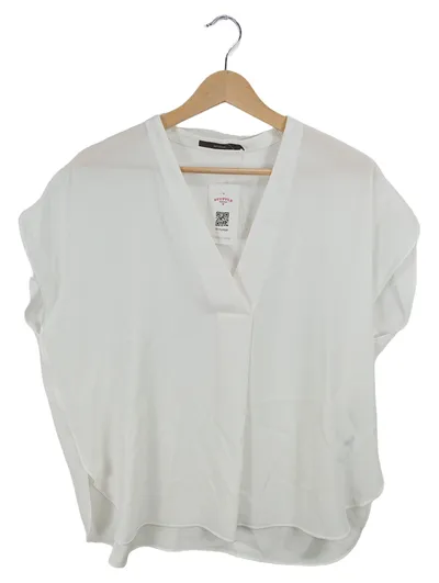 windsor. Damen Bluse Gr. 42 Weiß V-Ausschnitt Elegant Kurzarm