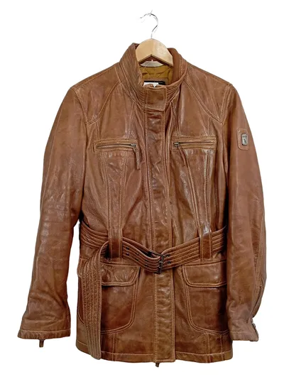 Northland Lederjacke Damen Gr. 42 Braun Vintage Gürtel Echtleder