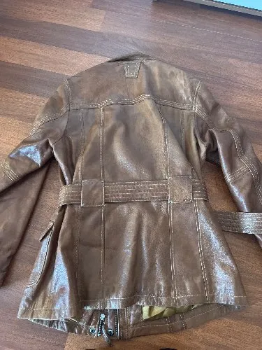 Northland Lederjacke Damen Gr. 42 Braun Vintage Gürtel Echtleder