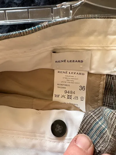 René Lezard Anzughose Damen Gr. 36 kariert braun Business Wolle