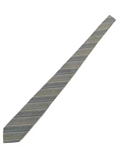 Canda Krawatte Herren gestreift grau beige 130cm Business Klassisch