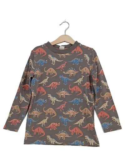 ALANA Kinder Langarmshirt Dinosaurier-Print Gr. 122 Grau Baumwolle
