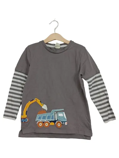 ALANA Kinder Langarmshirt Bagger LKW Motiv Gr. 122 Grau Baumwolle