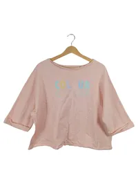 Essentials Damen Oversized Shirt Pullover Rosa Schriftzug Gr. 40/42 Baumwolle 1