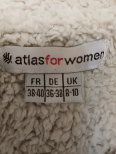 Atlas For Women Strickjacke Damen Gr. 36-38 Weiß Zopfmuster Reißverschluss