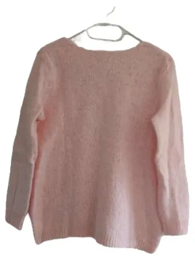 ANNI FOR FRIENDS Damen Pullover V-Ausschnitt Rosa Gr. 44 XXL Strick