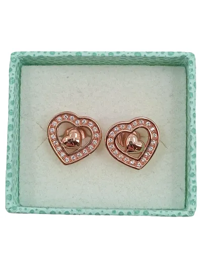 Pierre Lang Ohrstecker Herz Damen Rosegold Strass Herzform Wien