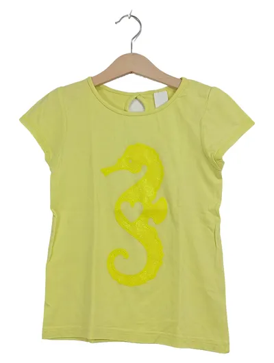 Palomino C&A Kinder T-Shirt Gr. 122 Gelb Seepferdchen Applikation Mädchen