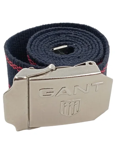 GANT Stoffgürtel Herren Navy Blau Rot Gestreift Schnalle 117cm