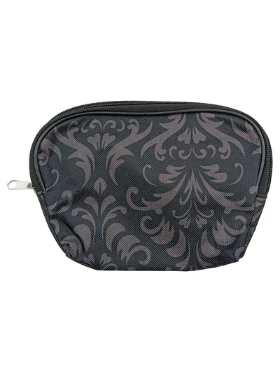 Kulturbeutel Schwarz Florales Muster Kosmetiktasche Reißverschluss 20x14cm