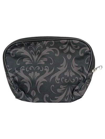 Kulturbeutel Schwarz Florales Muster Kosmetiktasche Reißverschluss 20x14cm