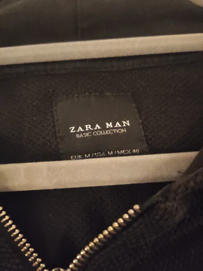 Zara Man Sweatjacke Herren Gr. M Grau Kapuze Reißverschluss Basic