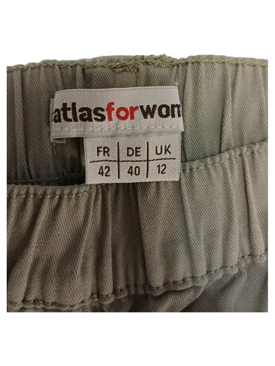 Atlas For Women Stoffhose Damen Gr. 40 Khaki Beige Elastikbund Casual