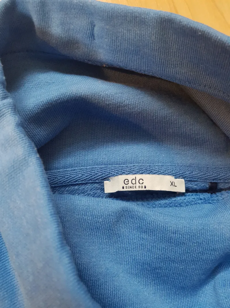 EDC Damen Sweatshirt Stehkragen Kordelzug Blau Gr. XL Casual 2