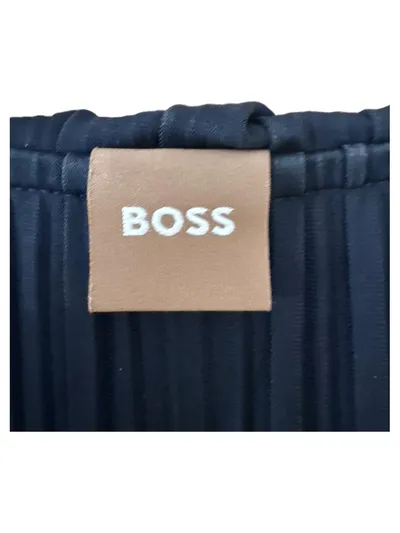 BOSS Damen Kleid Gr. 40 Petrol Plissee V-Ausschnitt Midi Elegant