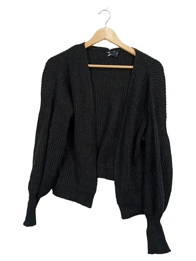 ASOS Design Strickjacke Damen Gr. 36 S Schwarz Rippstrick Cardigan