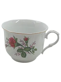 Domestic Victorian Rose Porzellan Tasse Weiß Rosenmuster Spülmaschinenfest 2