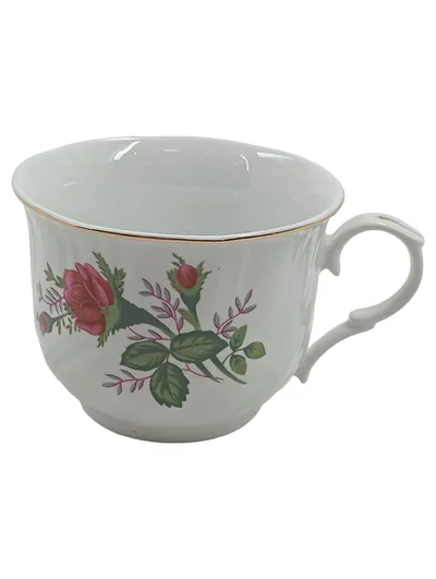 Domestic Victorian Rose Porzellan Tasse Weiß Rosenmuster Spülmaschinenfest
