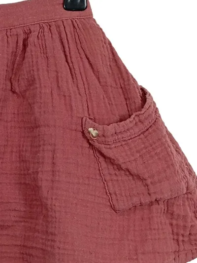 Vertbaudet Mädchen Minirock Gr. 128 Rosa Baumwolle Musselin Taschen