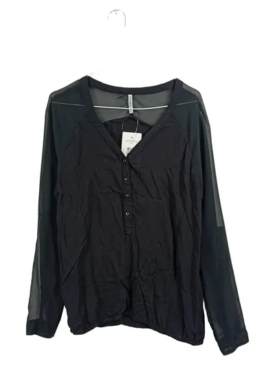 SUBLEVEL Damen Bluse Gr. S schwarz transparent Langarm elegant