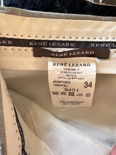 René Lezard Anzughose Damen Gr. 34 Grau Wolle Bundfaltenhose Business