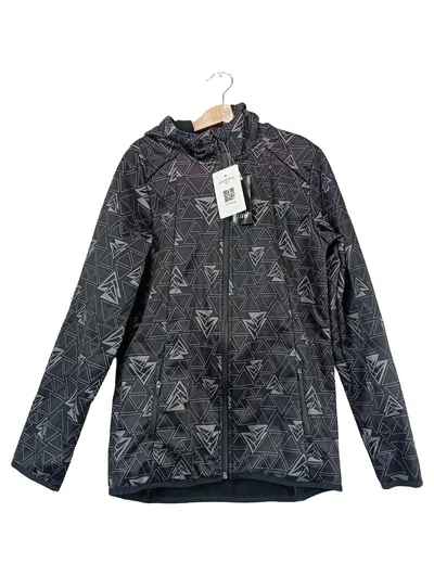Crivit Softshelljacke Kinder Gr. 146/152 Schwarz Allover-Print Kapuze NEU