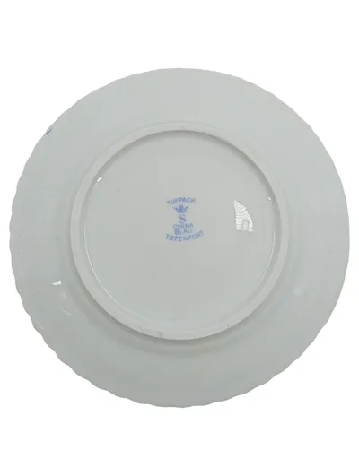 Tuppack Essteller China Blau Weiß Goldrand Tiefenfurt Vintage 17cm