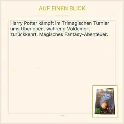 Harry Potter und der Feuerkelch DVD Jahr 4 Warner Bros. FSK 12 Deutsch