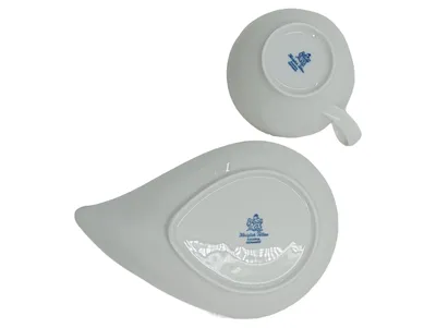 Königlich Tettau Tasse mit Untertasse Porzellan Weiß Bavaria Germany