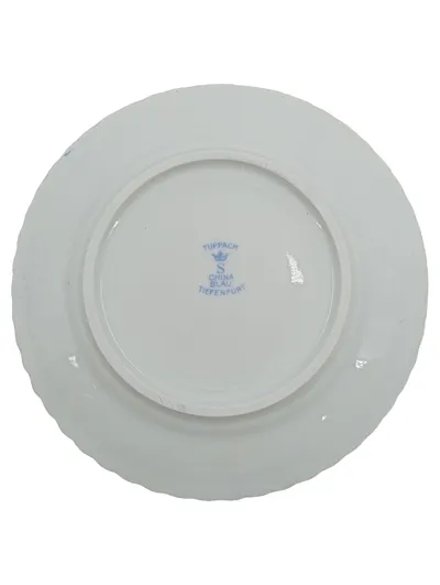 Tuppack Porzellan Essteller China Blau Weiß Goldrand Tiefenfurt 17cm Vintage