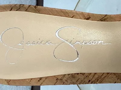Jessica Simpson Damen Sandalen Gr. 38 Kork Transparent Absatz Elegant