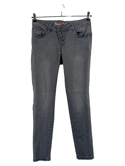 Buena Vista Damen Jeans Slim Fit Grau Größe M 38 Knopfleiste Stretch