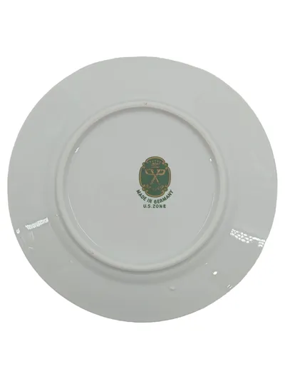 Bavaria Porzellan Sammelteller Blumenmotiv Blau Made in Germany US Zone