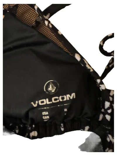 Volcom Damen Bikini Set Blumenmuster Schwarz Weiß Größe M Triangel