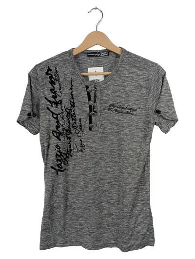Tazzio Fashion Herren T-Shirt Gr. M Grau Meliert Schriftzug Casual