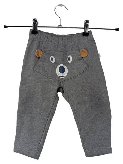 LIEGELIND Baby Stoffhose Bärenmotiv Grau Gr. 80 Baumwolle