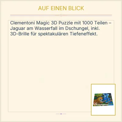 Clementoni Magic 3D Puzzle 1000 Teile Leopard Wasserfall Dschungel