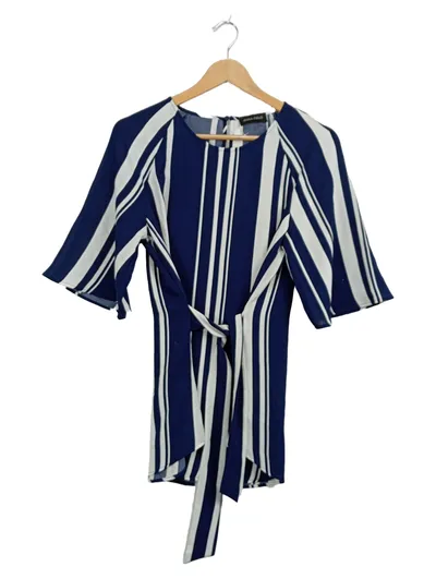 Anna Field Damen Bluse Streifen Gürtel Maritim Blau Weiß Gr. S/36