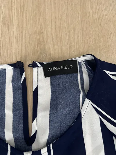 Anna Field Damen Bluse Streifen Gürtel Maritim Blau Weiß Gr. S/36