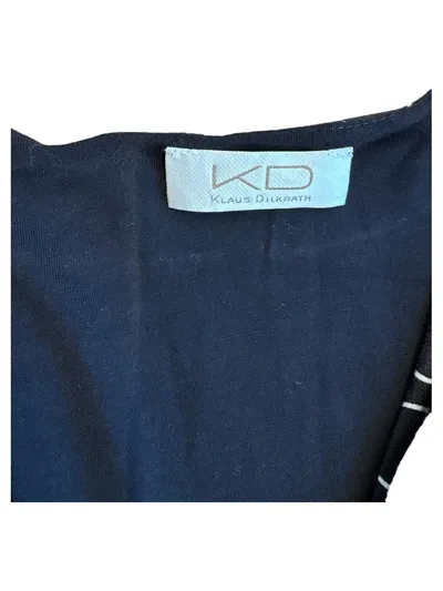 Klaus Dilkrath Kleid Gr. 38 Schwarz Kreismuster Jersey Damen Midi