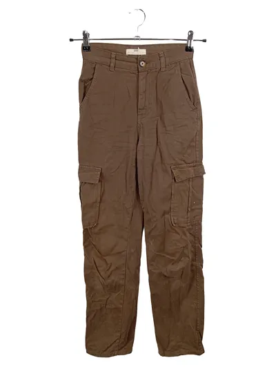 Stradivarius Damen Cargohose Größe 32 Braun Casual Baumwolle STR