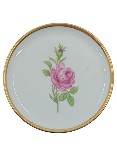 FÜRSTENBERG Porzellan Unterteller Beere Rosenmotiv Goldrand 10cm